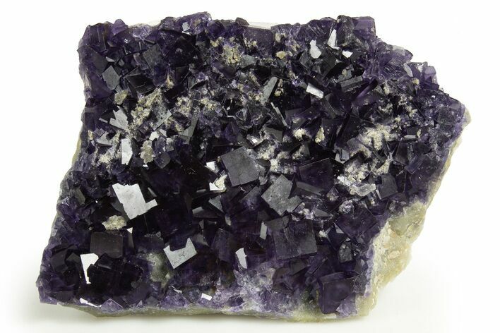 Purple Cubic Fluorite Crystals on Druzy Quartz - China #322811